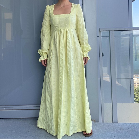 Vintage Dresses & Skirts - Vintage Cottagecore Lemon Maxi Dress